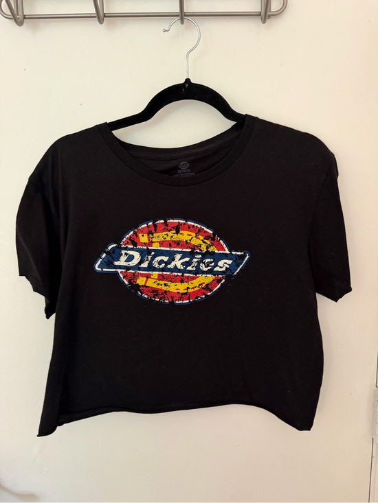 Dickies Tops - Dickies Black Crop Top with Distressed Multicolor Logo